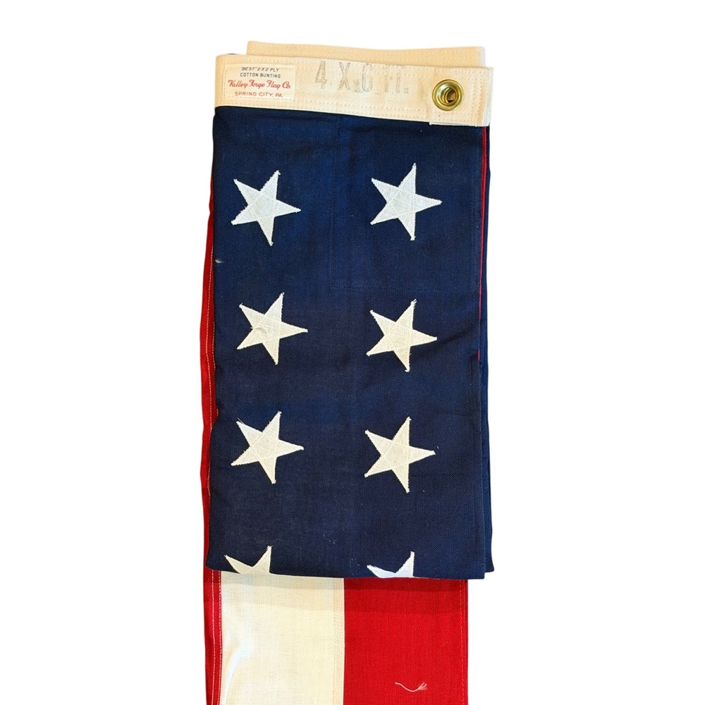 NOS Vintage 48 Star US American Flag 4x6 Valley Forge Best Cotton Bunting NEW